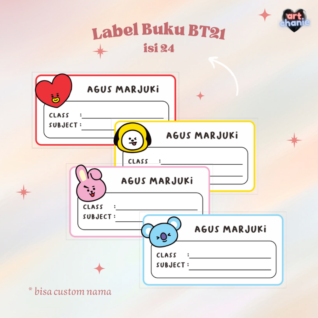 Jual [COD] BT21 LABEL BUKU || Stiker Nama Custom | Shopee Indonesia