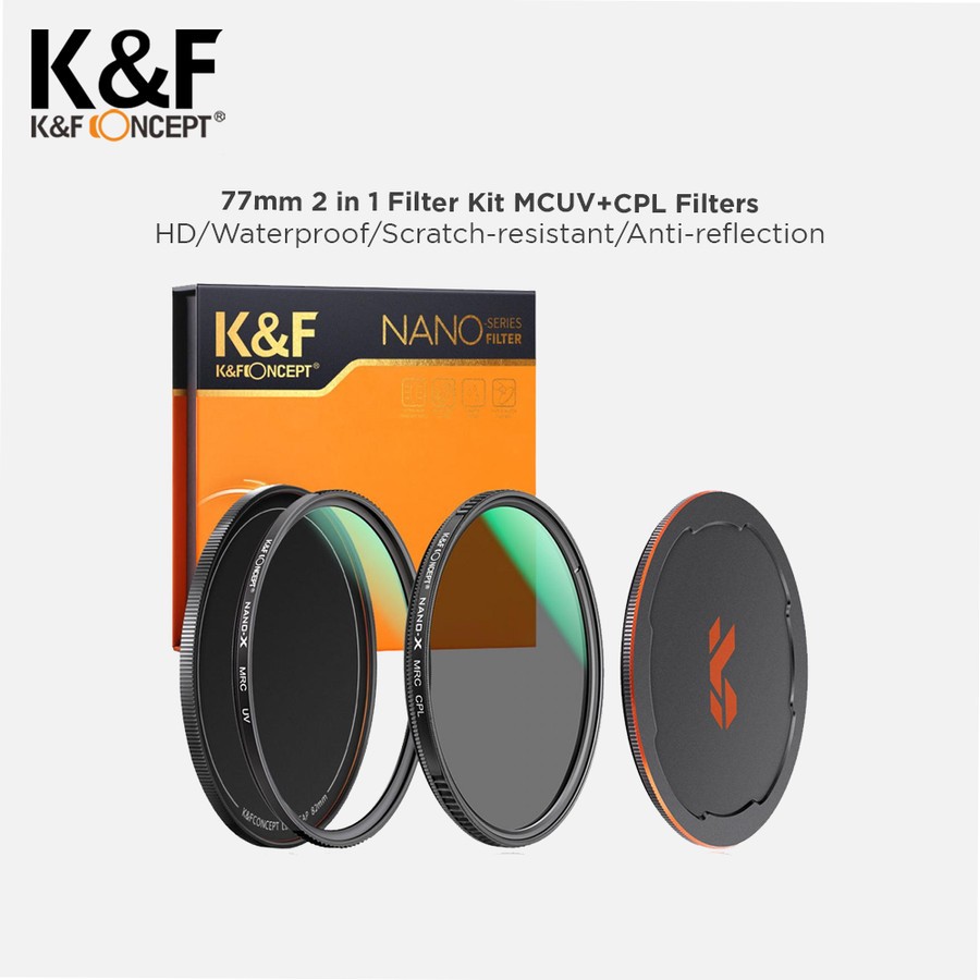 Jual KNF Concept 77mm 2 in 1 Filter Kit UV CPL + Lenscap K&F Concept ...