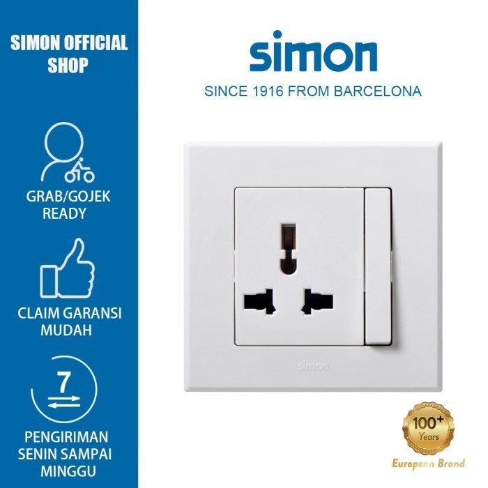 Jual Stop Kontak AC + saklar Simon E3 Schuko Socket | Shopee Indonesia