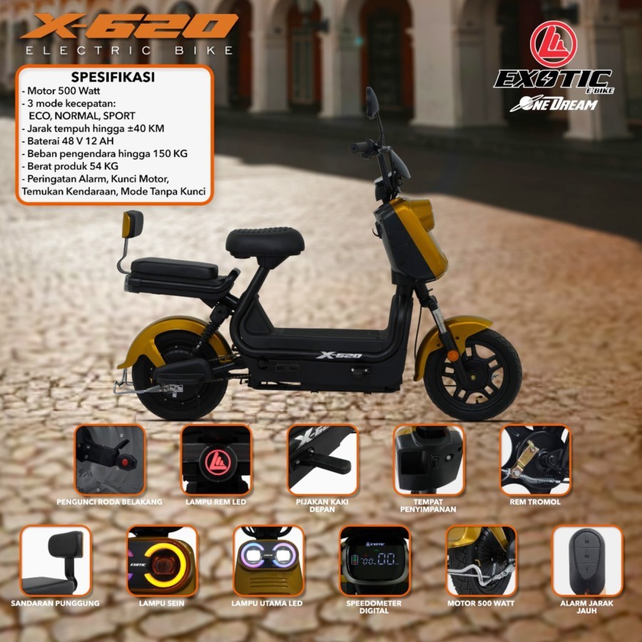 SEPEDA LISTRIK EXOTIC X 620 48V12AH 500 WATT + GRATIS PACKING BUBBLE