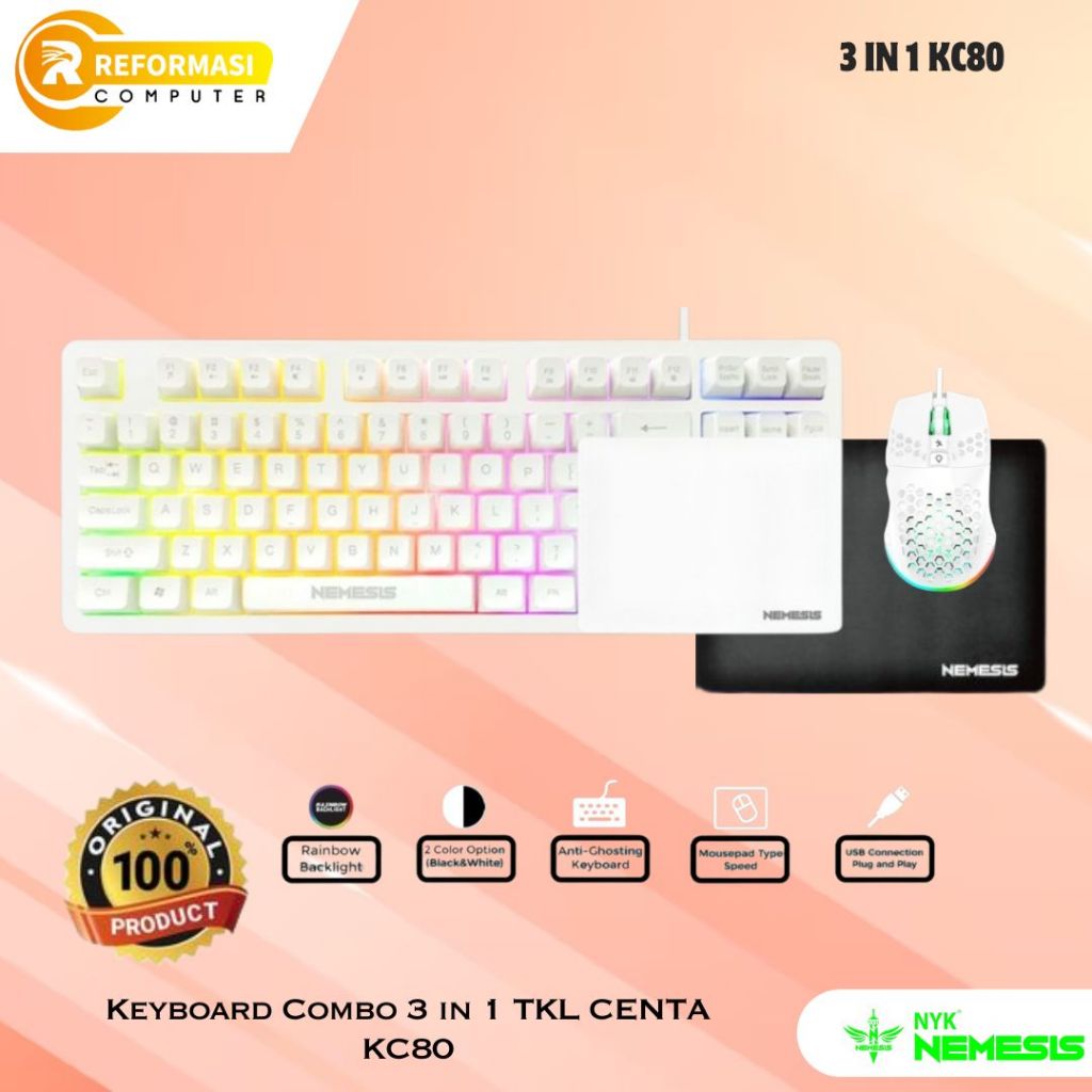 Jual NYK Nemesis Centa KC80 / KC-80 Keyboard Combo 3in1 TKL Gaming Set ...