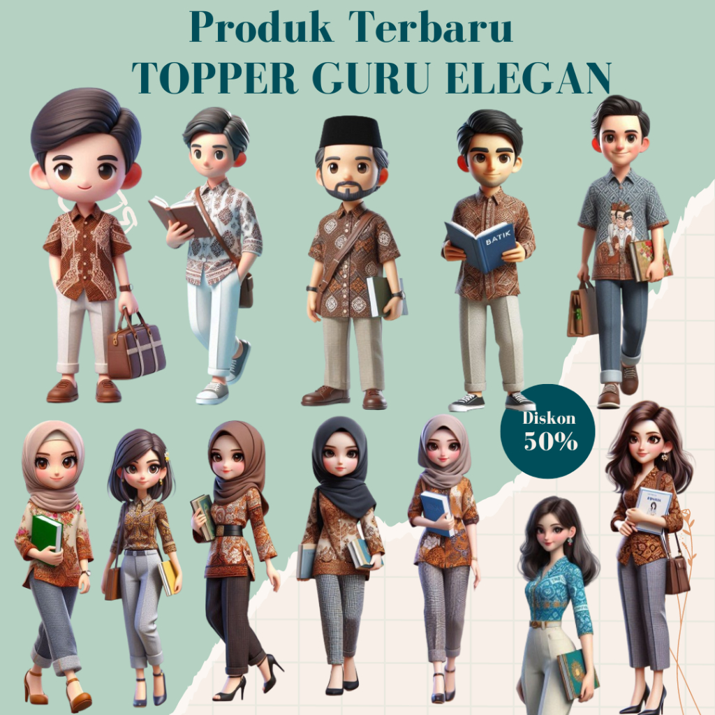 Jual GROSIR ISI 100PCS TOPPER GURU PERLENGKAPAN BUKET TINGGI 10CM ...