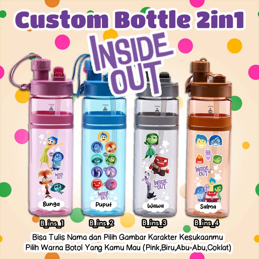 Jual BOTOL MINUM 700 ml CUSTOM 2 IN 1 DESAIN KARTUN INSIDE OUT TERBARU ...