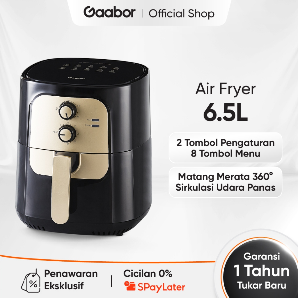 Jual NEW ARRIVAL Gaabor Air Fryer 6.5L Kenop Ganda Mesin Penggorengan