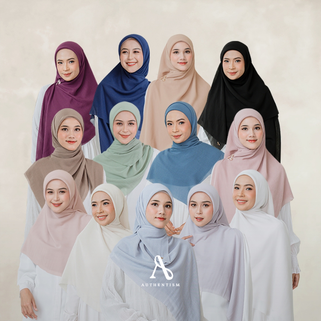 AUTHENTISM ID Raline Basic Voal Syari Kerudung Segi Empat Polos Aira Voal Lasercut Premium