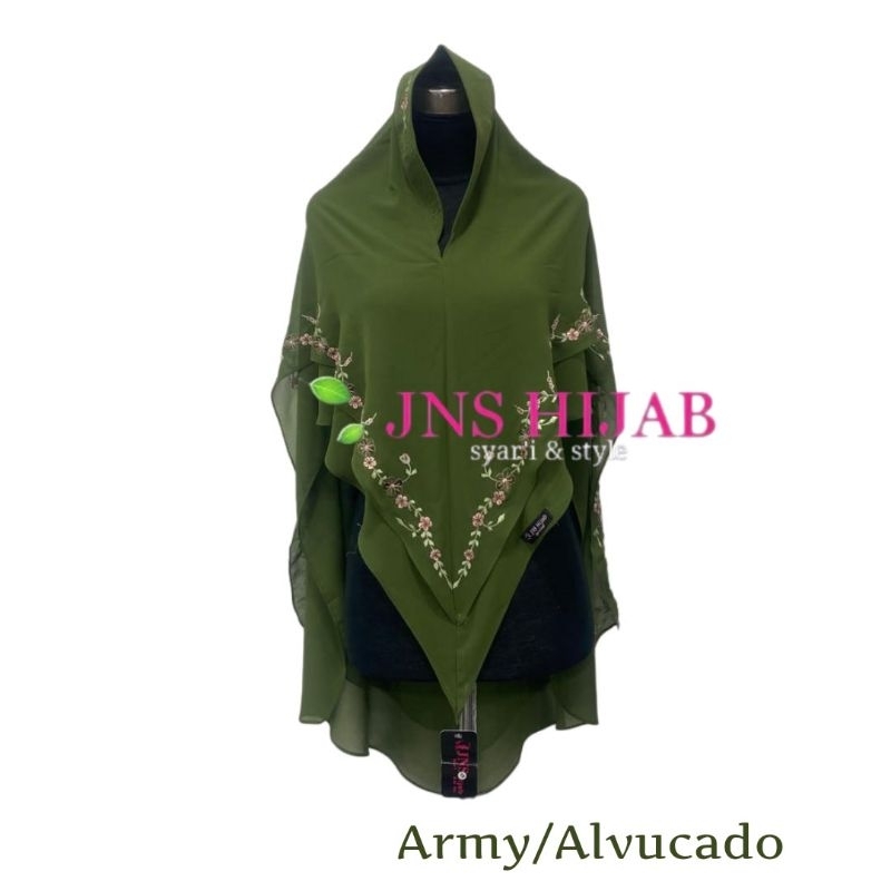 Hijab Almeera Bordir Jilbab Ceruty 2 Layer Bordir Khimar Bordir Size Standar By Jns Hijab