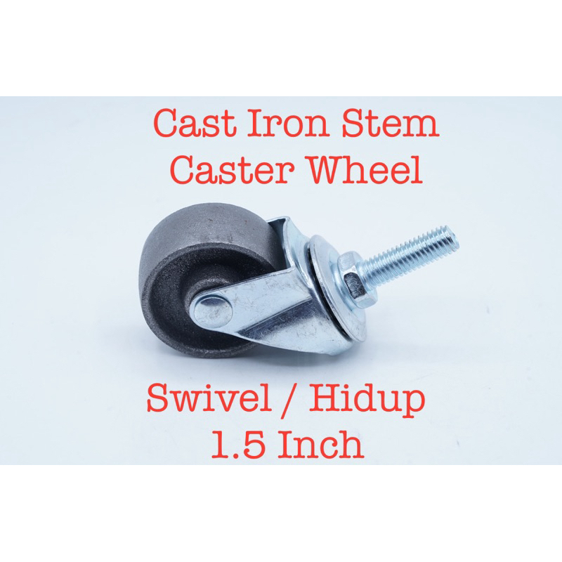 Jual Roda Kastor Besi Drat Baut M8x25 Stem Iron Cast Caster Wheel 1.5 ...
