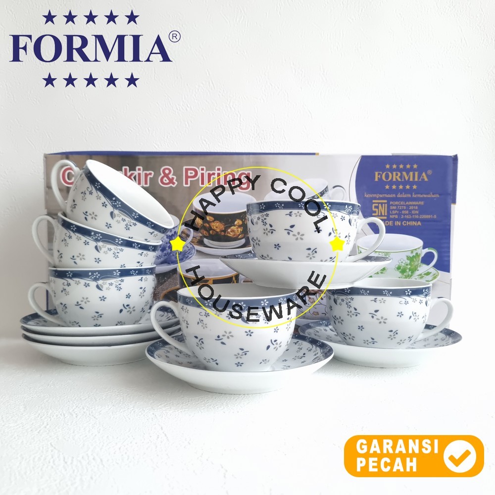 Jual FORMIA 12pcs Daffodil Blue 220ml Cup & Saucer Set Cangkir Tatakan ...