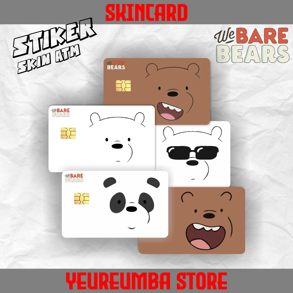 Jual Stiker ATm Sticker Skincard Sticker Atm lucu We Bare Bears Vinyl ...