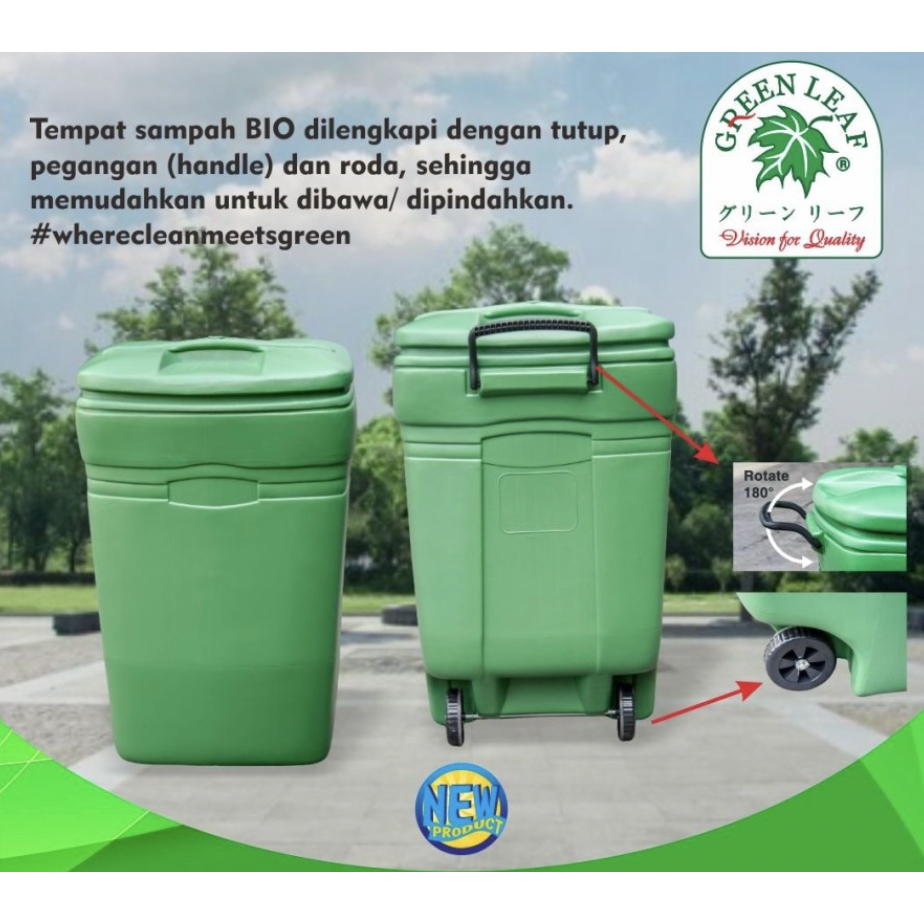 Jual Tempat sampah roda 220liter bulat Bio 2022 Green Leaf | Shopee ...