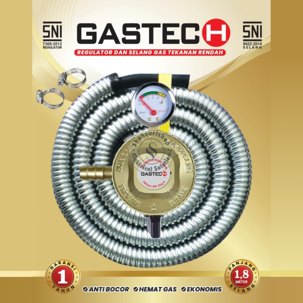 Jual GASTECH REGULATOR SELANG GAS FLEXIBLE 1,8M 1.8M METER TEKANAN ...
