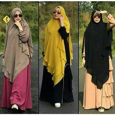 Jilbab Hijab Kerudung Bergo Instan Khimar Anindya Syari Pet Antem Jumbo 2 Layer Ceruty Babydoll