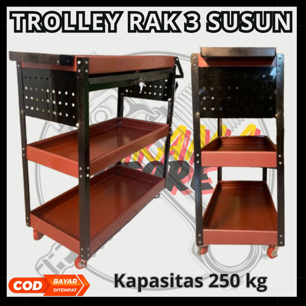 Jual Troly Bengkel Rak 3 Susun Perkakas Trolly Trolley Kotak Peralatan ...