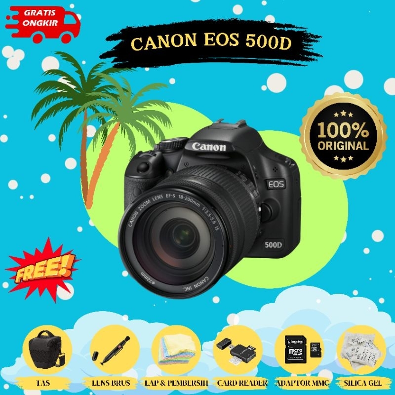 Jual CANON EOS 500D PLUS LENSA KIT 18-55 BANYAK BONUS | Shopee Indonesia