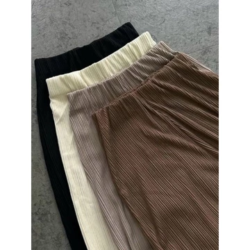 Seine Pleats Pants Celana Kulot Wanita Highwaist Knit Premium Look Korean