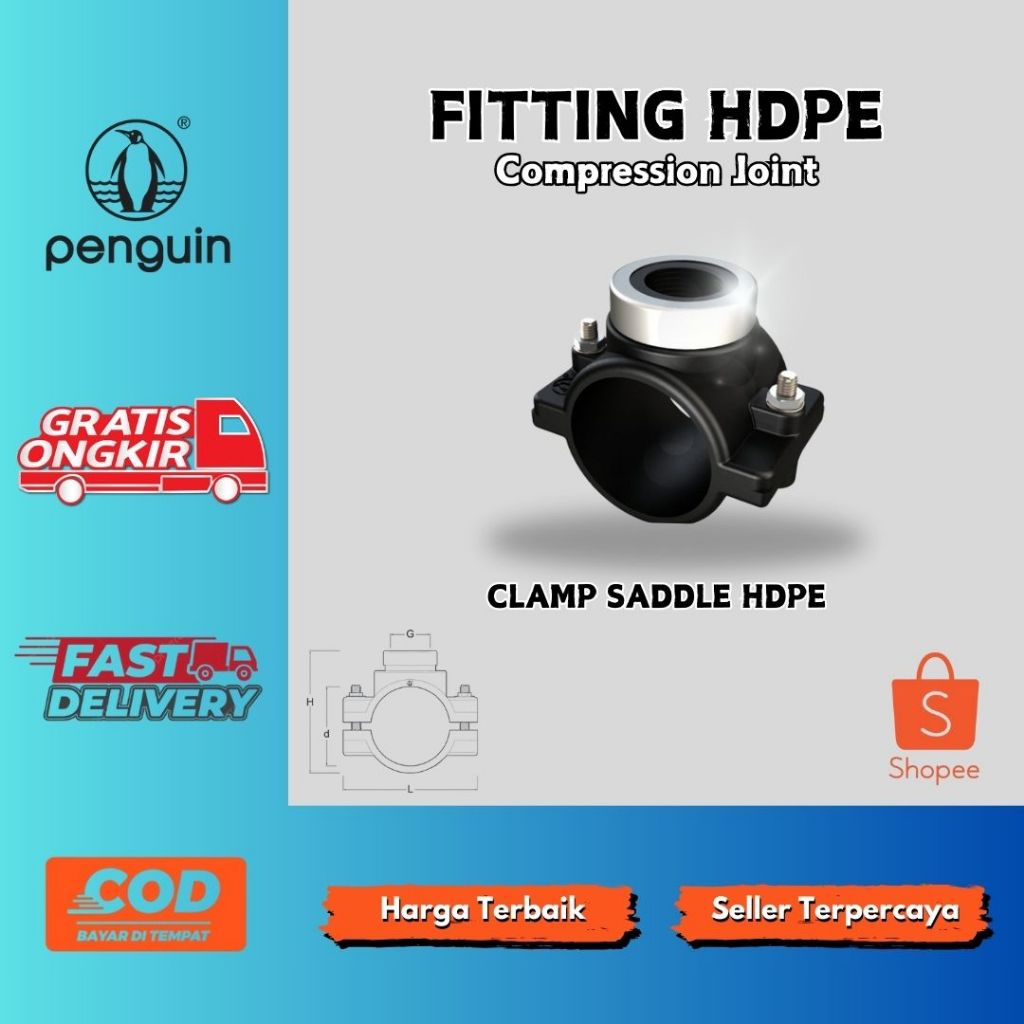 Jual Fitting HDPE Compression Clamp Saddle Ukuran 1-1/2