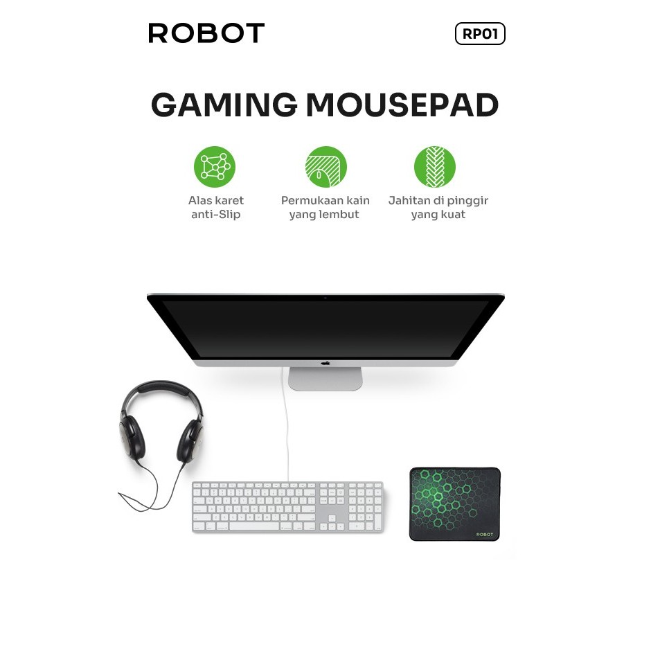Jual Robot RP01 Anti-slip with Soft Surface Mousepad Green New | Shopee ...