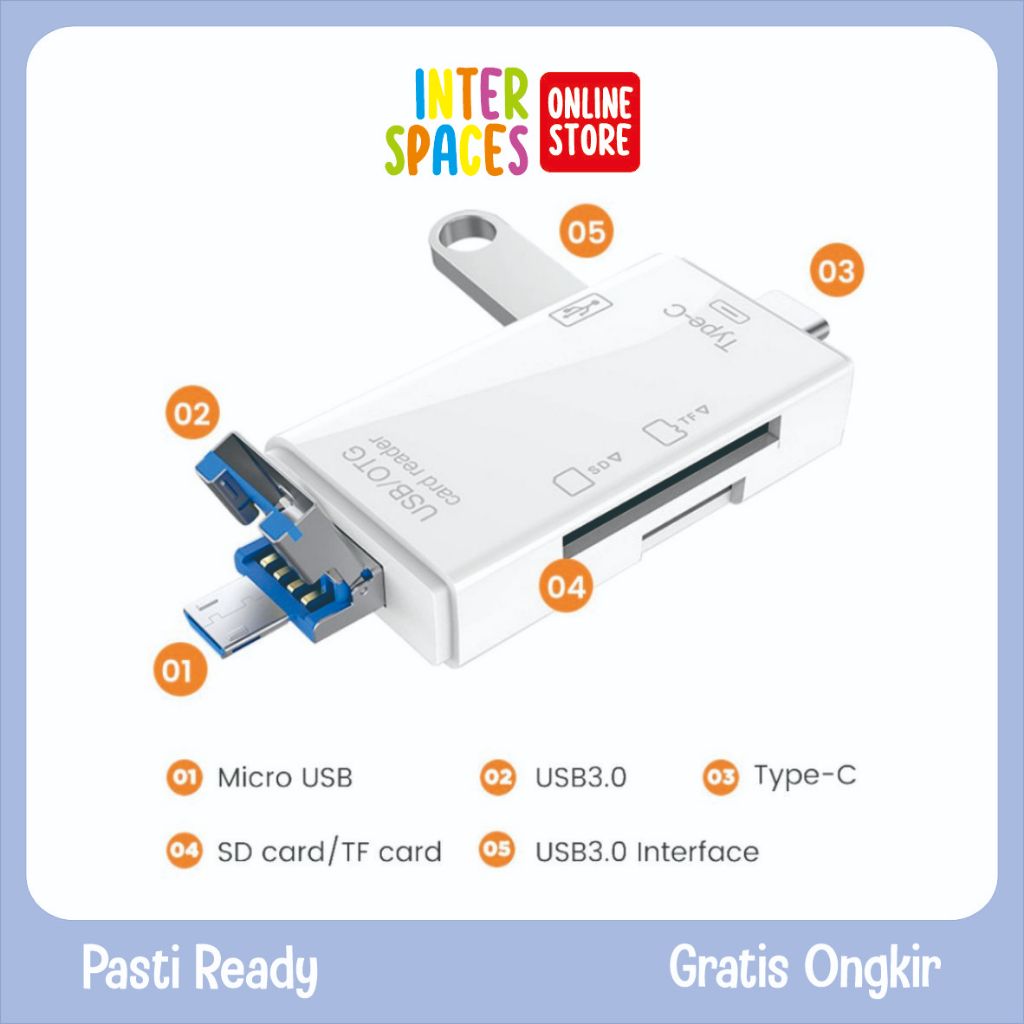 Jual Memory Card Reader OTG 2 in 1 Multifungsi USB Type-A Micro USB ...