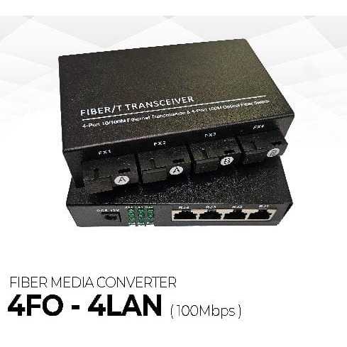 Jual Htb Media Converter 4FO 4LAN Converter 100mbps 4 Port Fiber Optic ...