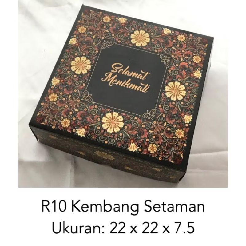 Jual Dus R10 Kembang Setaman/Dus Nasi 22 x 22 x 7.5 Motif/Snack Box/Dus ...