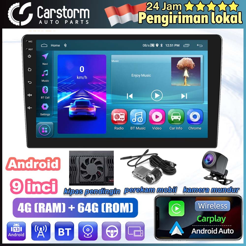 Jual Carstorm 4G+64G Android 11 Head Unit 9 Inci Lapisan IPS Mobil ...