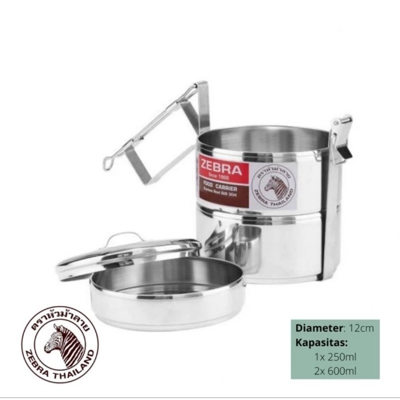 Jual Rantang ZEBRA 2 Susun Setengah 12 Cm 150126 Stainless Steel SUS ...