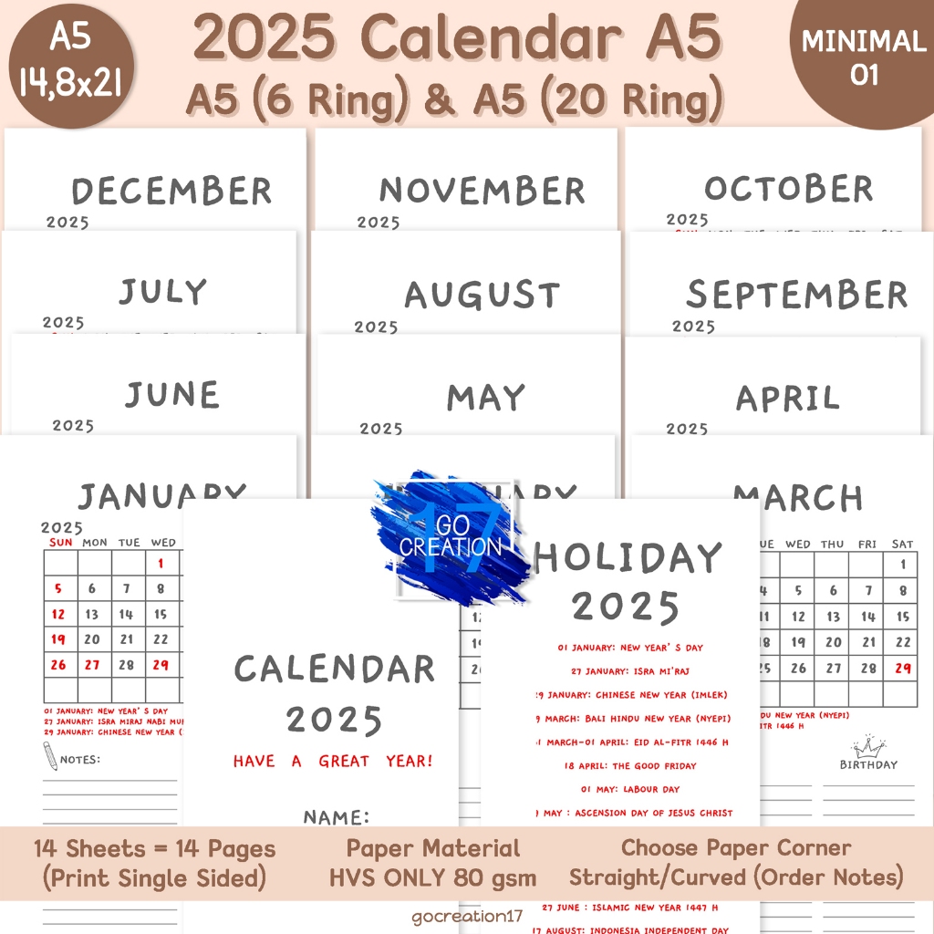 Jual Buku Planner Kertas Isi Binder Kalender Calendar 2025 Simple ...