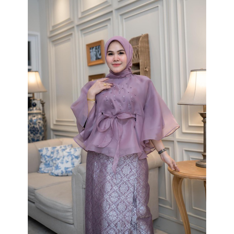 Jual Kebaya Organza Rok Songket / Set Kebaya Organza Payet / Kebaya ...