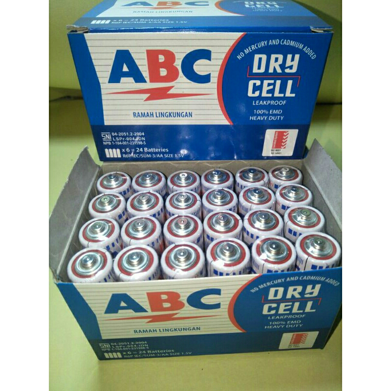 Jual BATU ABC AA-BATRE ABC A2 1PAK ISI 24PCS-BATERAI ABC | Shopee Indonesia