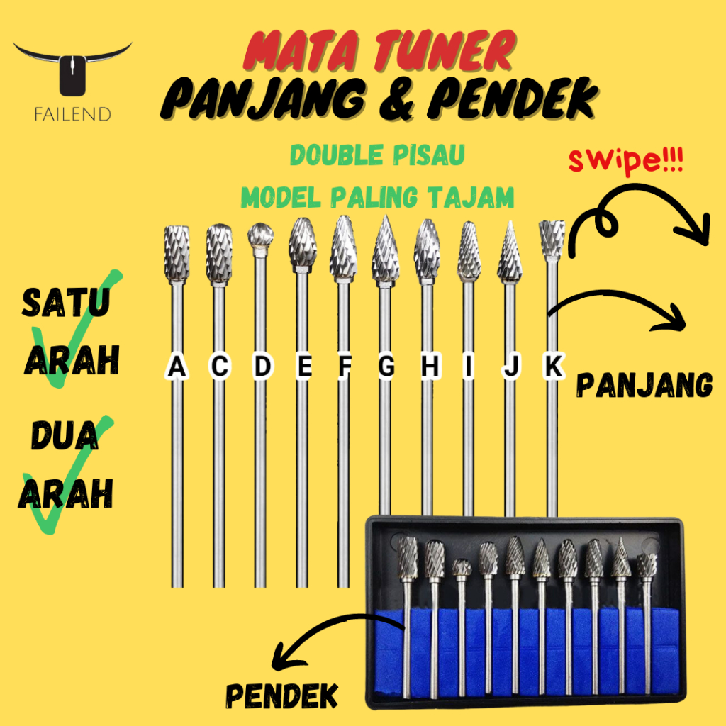 Jual Mata Bor Tuner Panjang 10cm Tunner Pendek Cuner Cunner Porting 3mm ...
