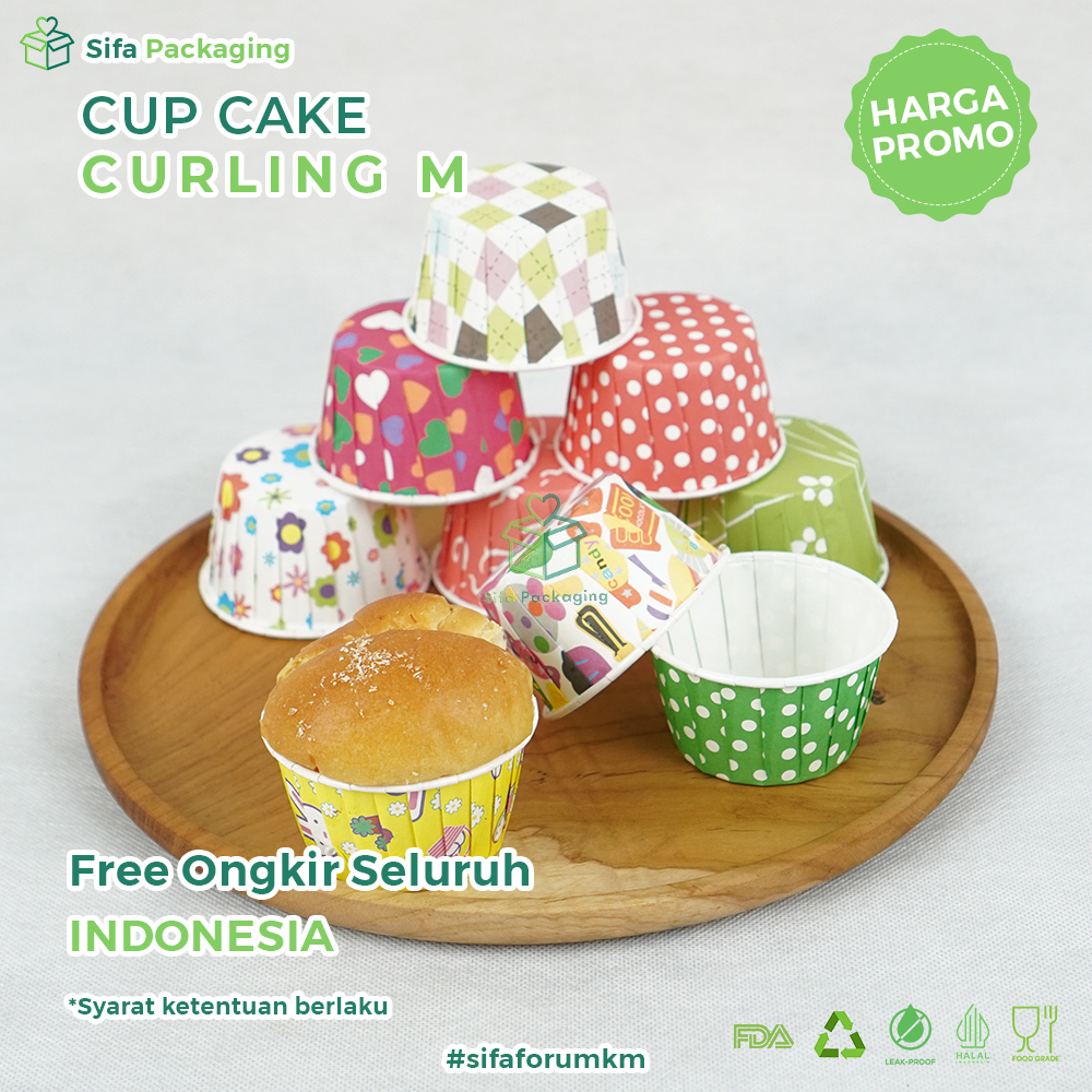 Jual Paper Cup Cake Case Kertas Motif Muffin Curling Ukuran M Wadah ...