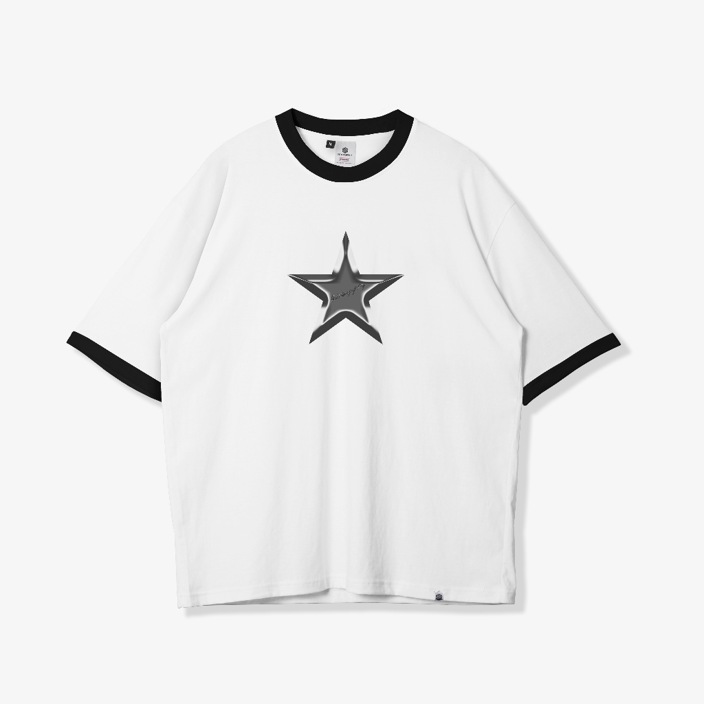 Jual OOTDSUPPLY Oversized Lyra Star Ringer White - Black | Oversize ...