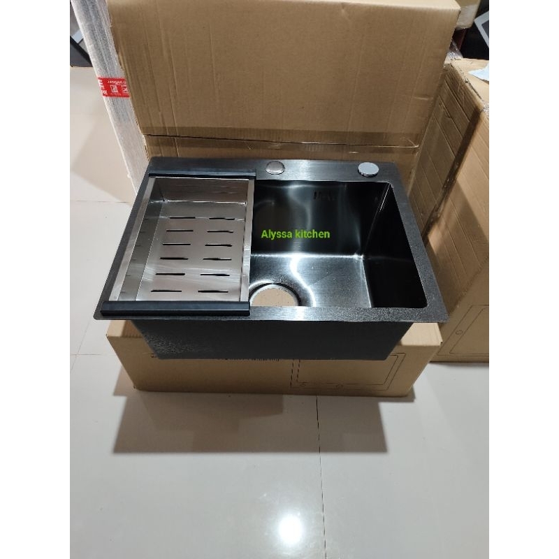 Jual kitchen sink stainless 50 cm x 40 cm hitam black/ kitchen sink ...
