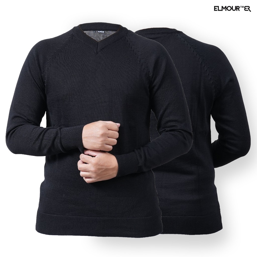 Jual Elmour Sweater Rajut Pria Katun V Neck Series | Shopee Indonesia