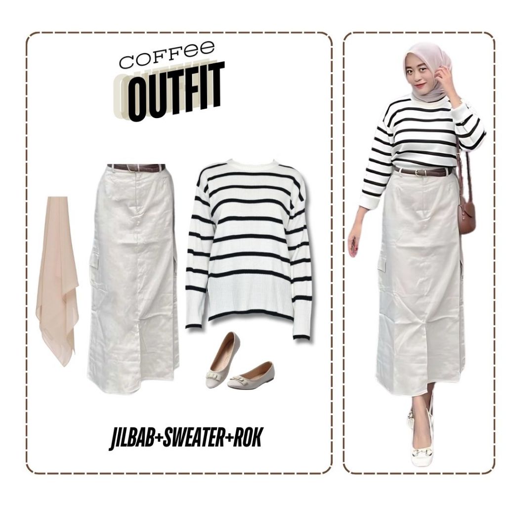 Jual 3in1 One set sweater rajut setrip rok kargo cargo skirt jilbab ...
