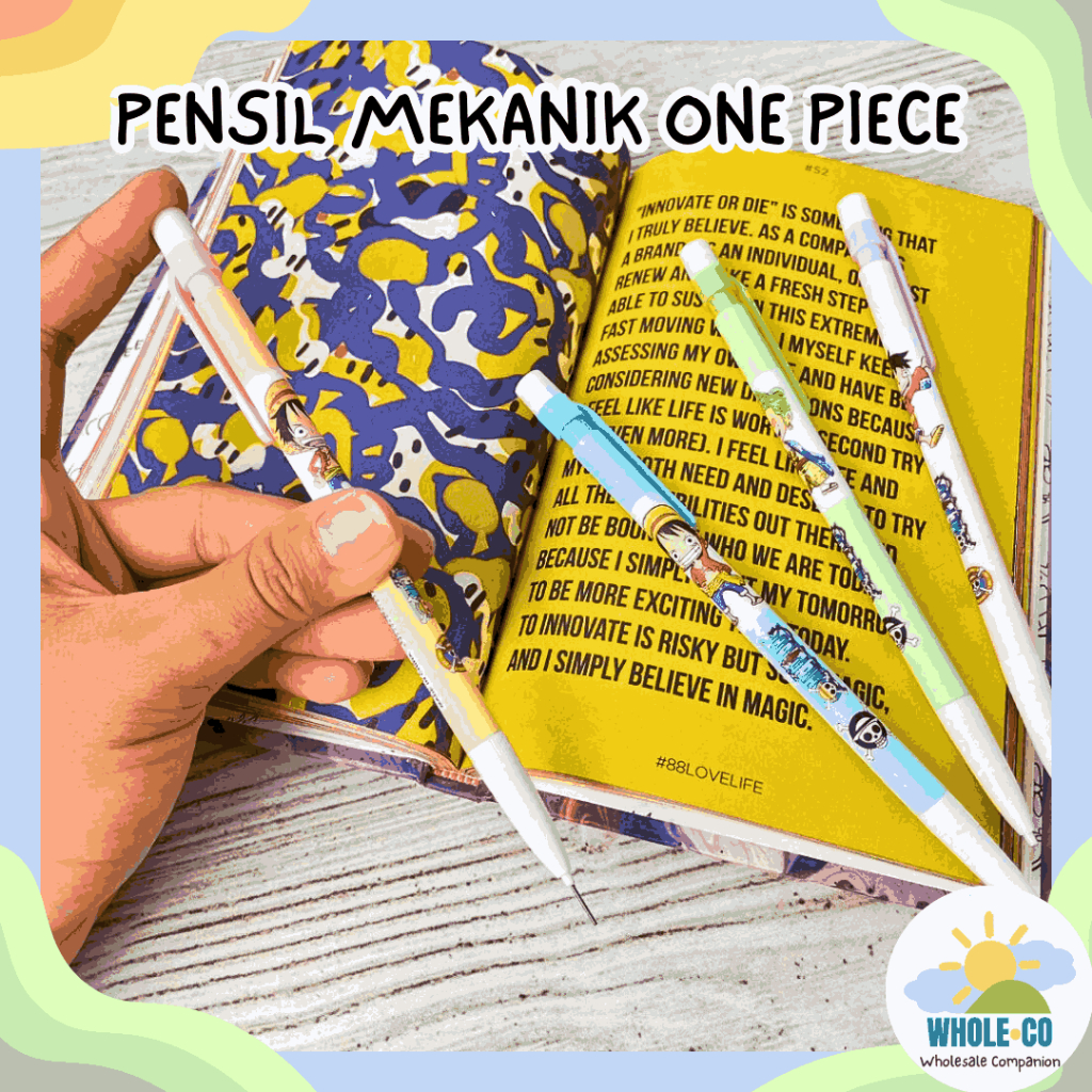 Jual Pensil Mekanik One Piece Premium + Penghapus Cetek Luffy Bajak