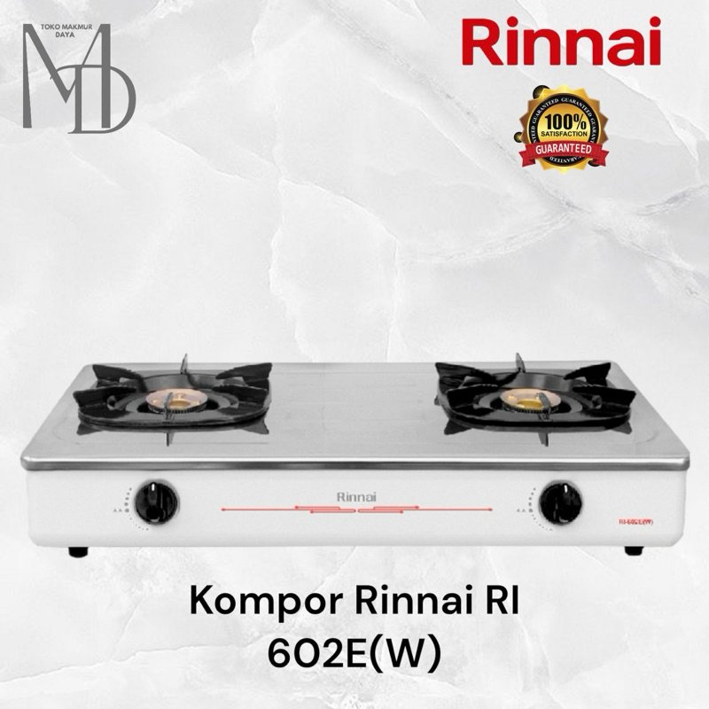 Kompor Rinnai 2 Tungku  RI 602 EW / RI602E / 602EW PUTIH / RI-602E(W) Stainless Stell SNI