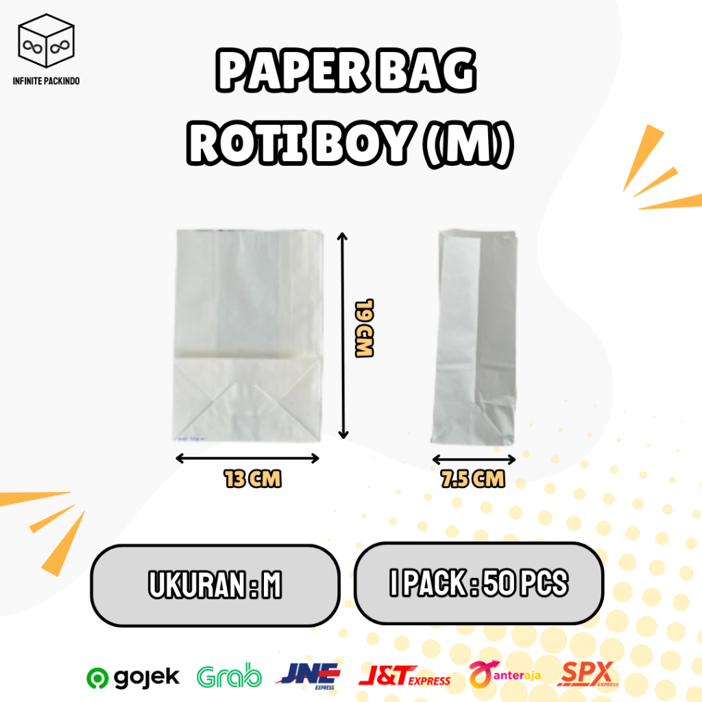 Jual (ISI 50 PCS) Paper Bag Roti Boy / Kantong Kertas Roti / Paper Bag ...