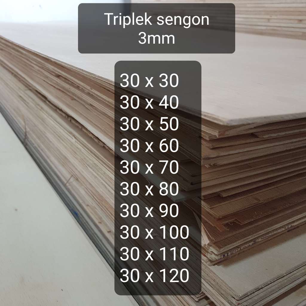 Jual Triplek custom sengon 3mm plywood multiplek halus 2 sisi lebar 30 ...