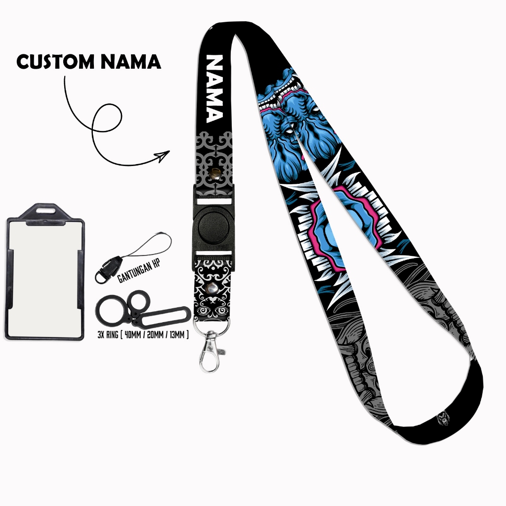 Jual Lanyard Billwaz Custom Nama Oni Mask Series Request Nama Satuan 