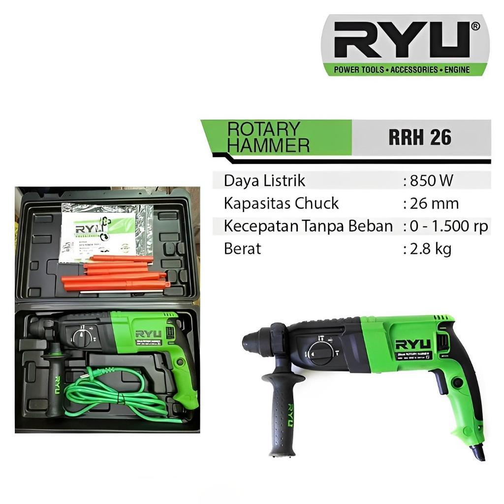 Jual RYU RRH-26 Mesin Bor Bobok 26mm Rotary Hammer Drill Impact Beton ...