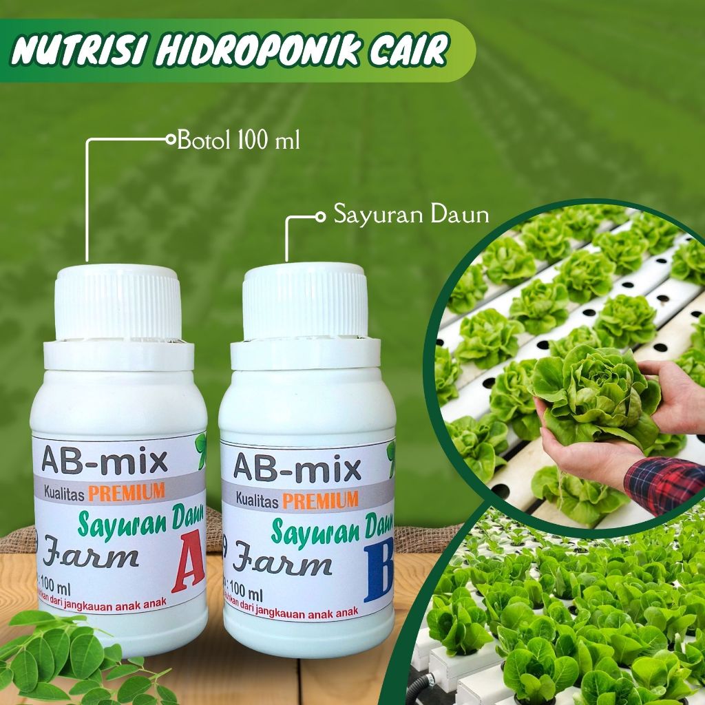 AB Mix 100 ml Cair Pupuk Nutrisi Hidroponik Sayuran Daun