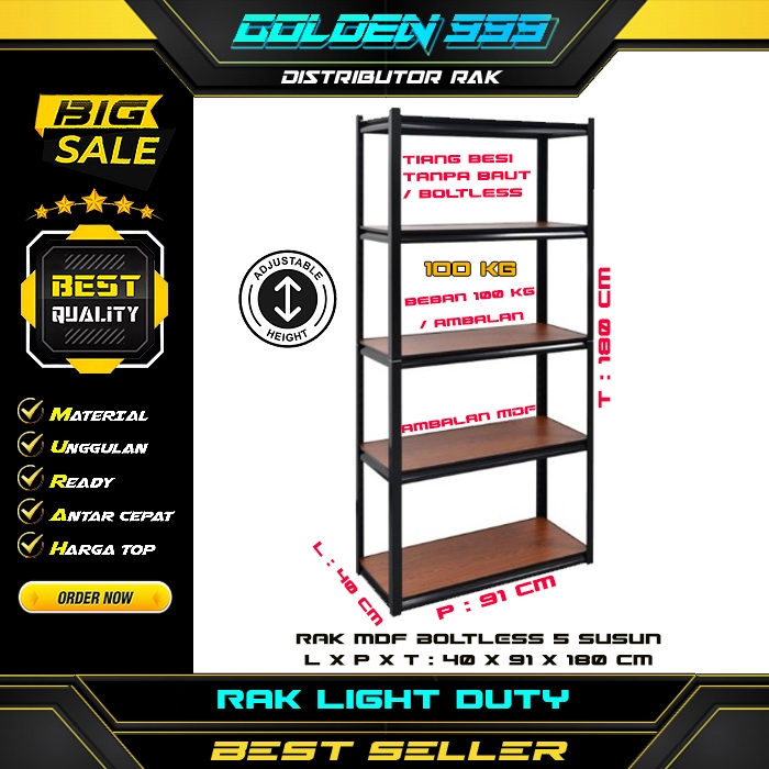Jual Rak Light duty tanpa baut ( boltless ) I rak 5 susun MDF I ...