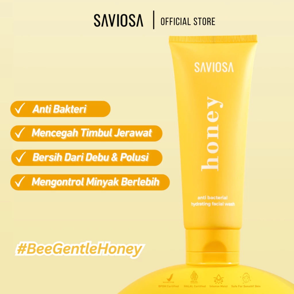 SAVIOSA Honey Facial Wash 100 ml sabun cuci muka untuk kulit berjerawat dan berminyak