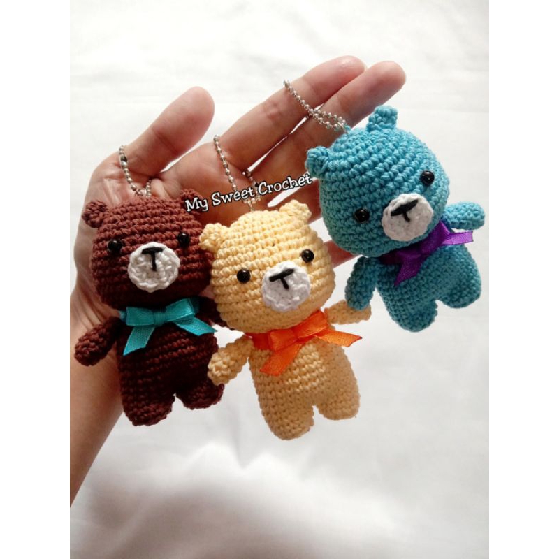 Jual GANTUNGAN KUNCI RAJUT TEDDY BEAR KEYCHAIN AMIGURUMI HANDMADE