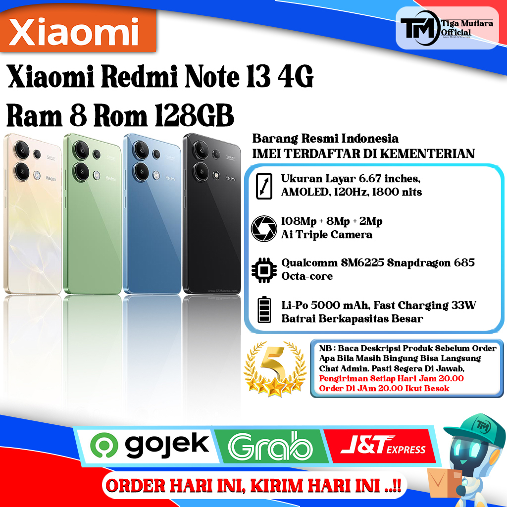 Jual Xiaomi Redmi Note 13 4G | 5G Ram 8/128GB | Ram 8/256GB Segel ...