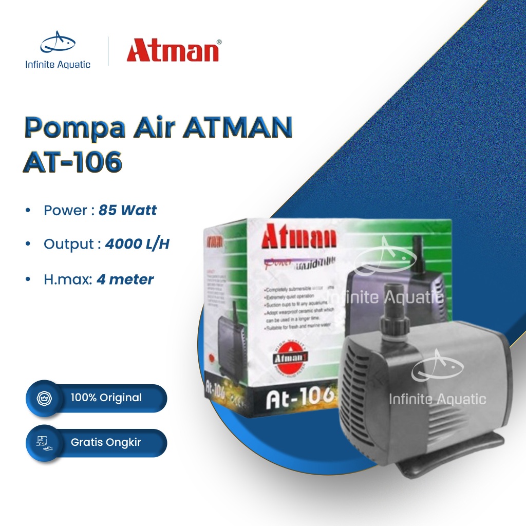 Jual Pompa AIr Atman AT-106 AT106 Pompa Celup Aquarium Kolam dan ...