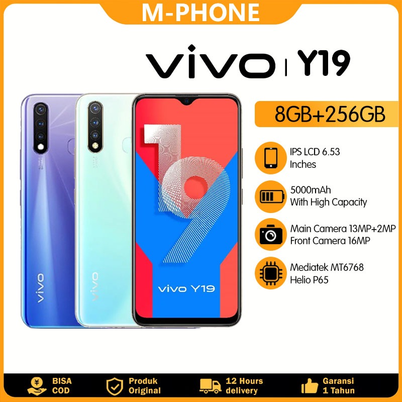 Jual Vivo Y19 HP Murah RAM 8GB/256GB Smartphone Layar 6.53, Baterai