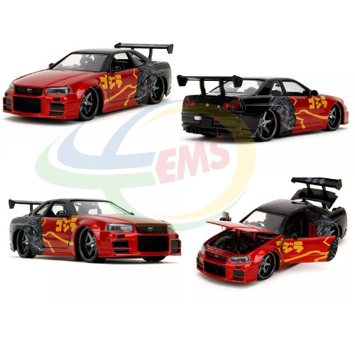 JADA Toys 1/24 Nissan Skyline GT-R R34 Godzilla 35133R/BK - Métal - Neuf
