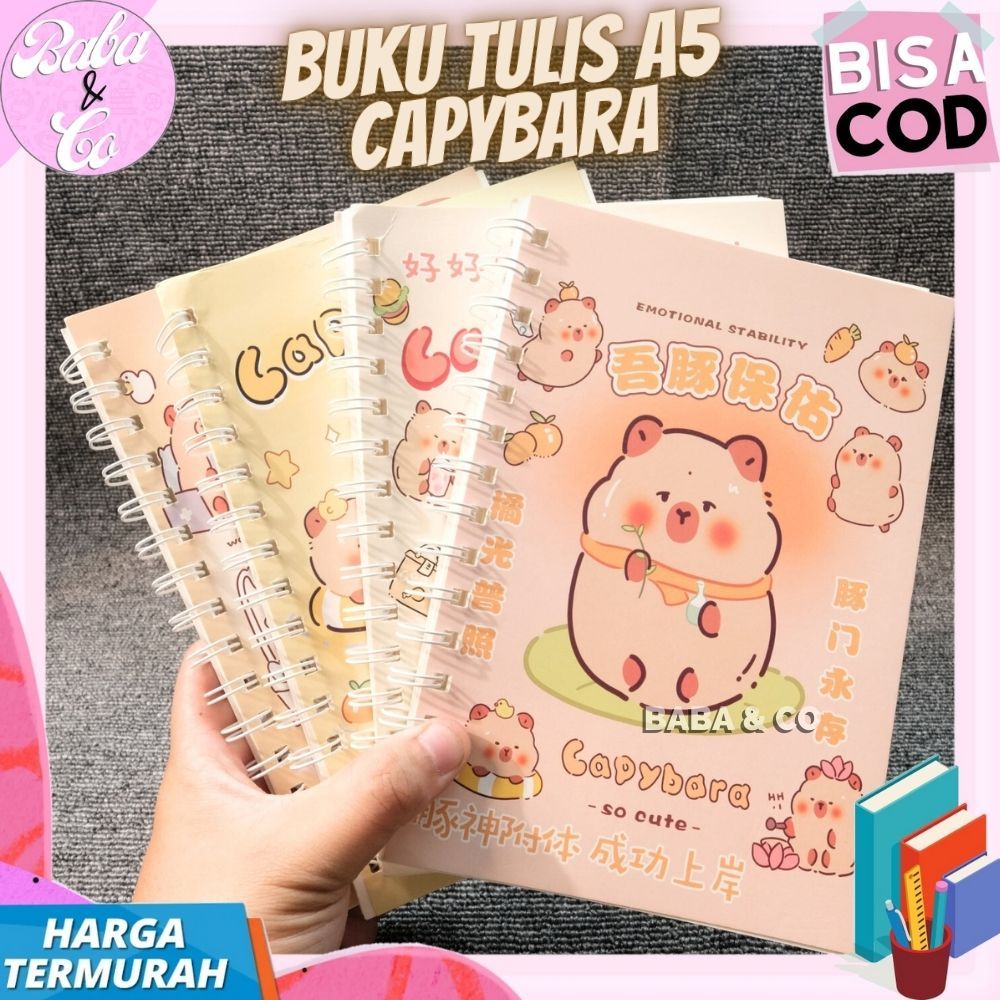 Jual BUKU TULIS CAPYBARA BUKU A5 SPIRAL MOTIF CAPYBARA LUCU UNIK BUKU ...